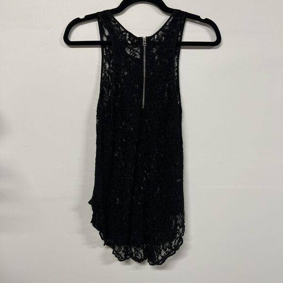 Aritzia Wilfred Sheer Lace Tank Top Black Size S High Low Zip Back Party Gothic - Picture 2 of 12